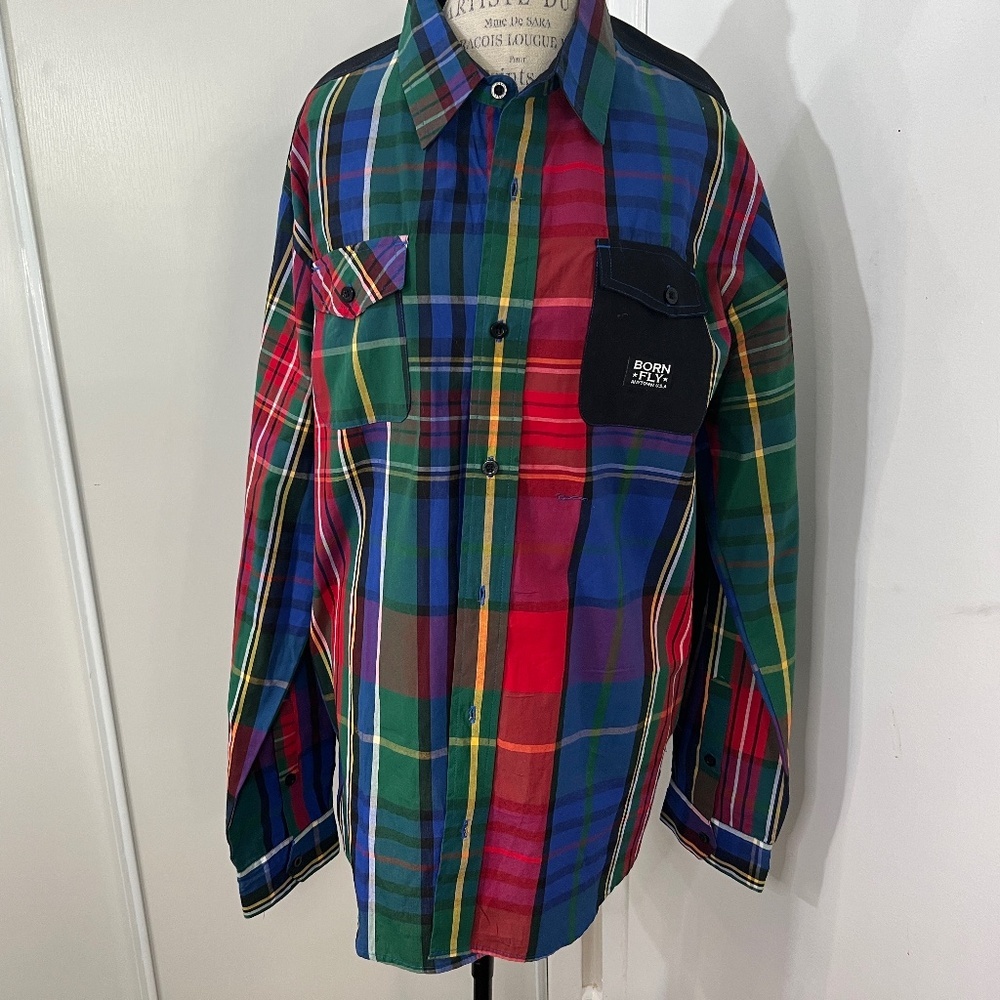 Born Fly Men't Shirt 100% Cotton Long Sleeve Made in India Size XL-so beautiful!